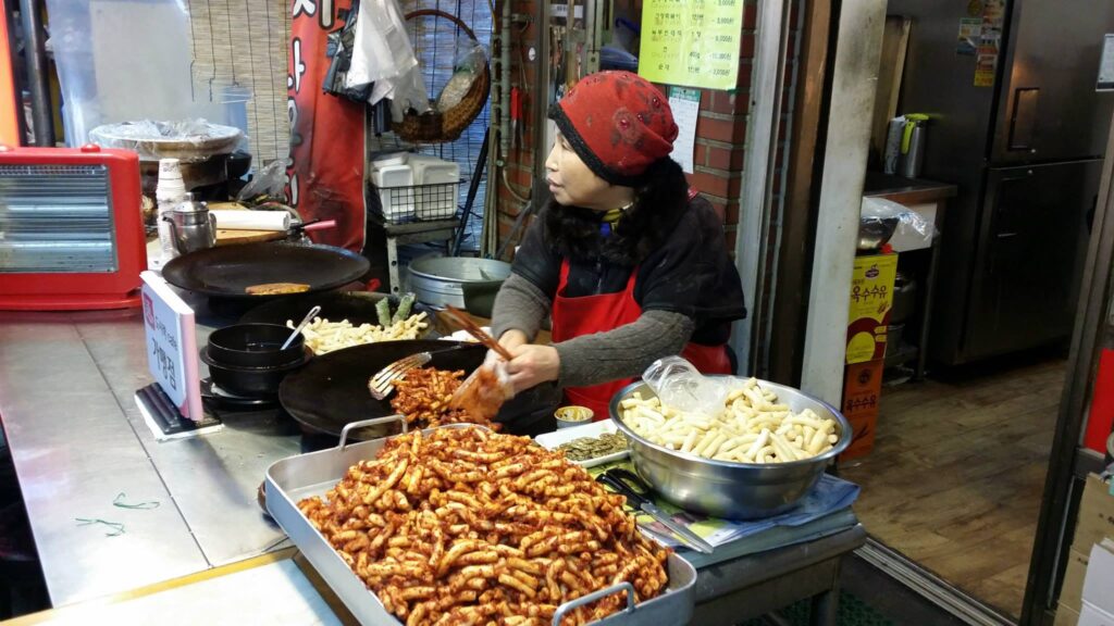 A famous Oil Teokbokki shop run by a old lady in Tongin Market
