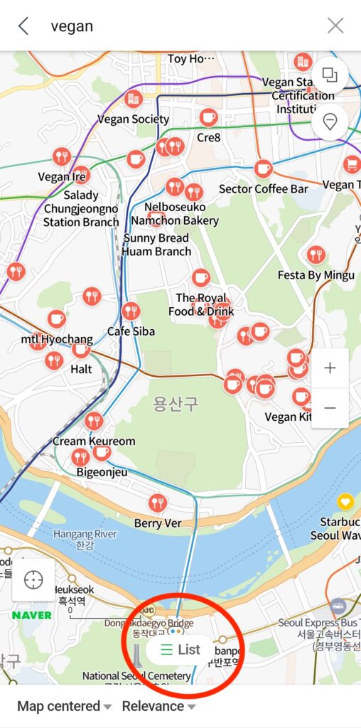 Naver Maps List Button
